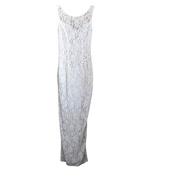 Cache Dresses & Skirts - Vintage 90s Cache Ever After Ivory Lace Sequin Maxi Gown Dress Womens 6 Ivory